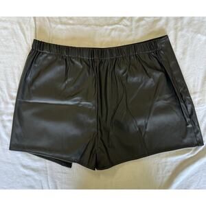 Women's Faux Leather Skort Mini Short Skirt with Slit
